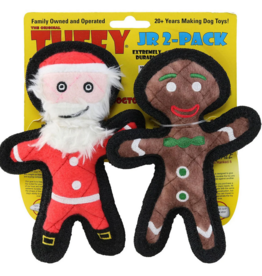 Tuffy's VIP Tuffy Jr Holiday Gingerbread Man & Santa 2 Pack Dog Toys