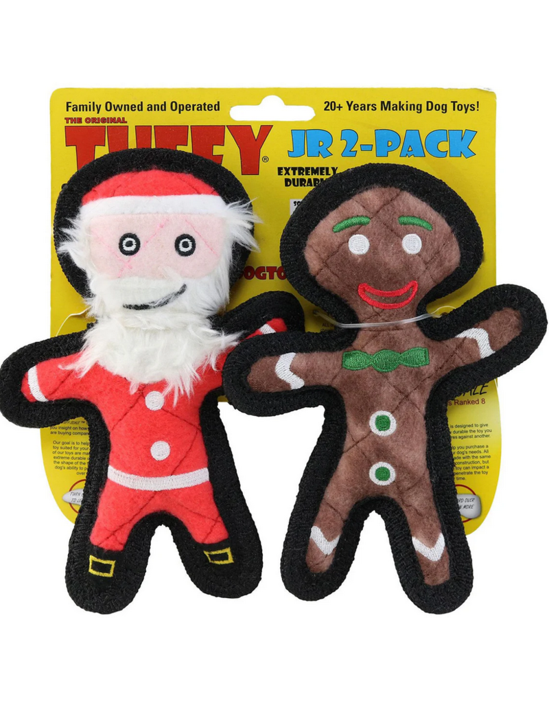 Tuffy's VIP Tuffy Jr Holiday Gingerbread Man & Santa 2 Pack Dog Toys