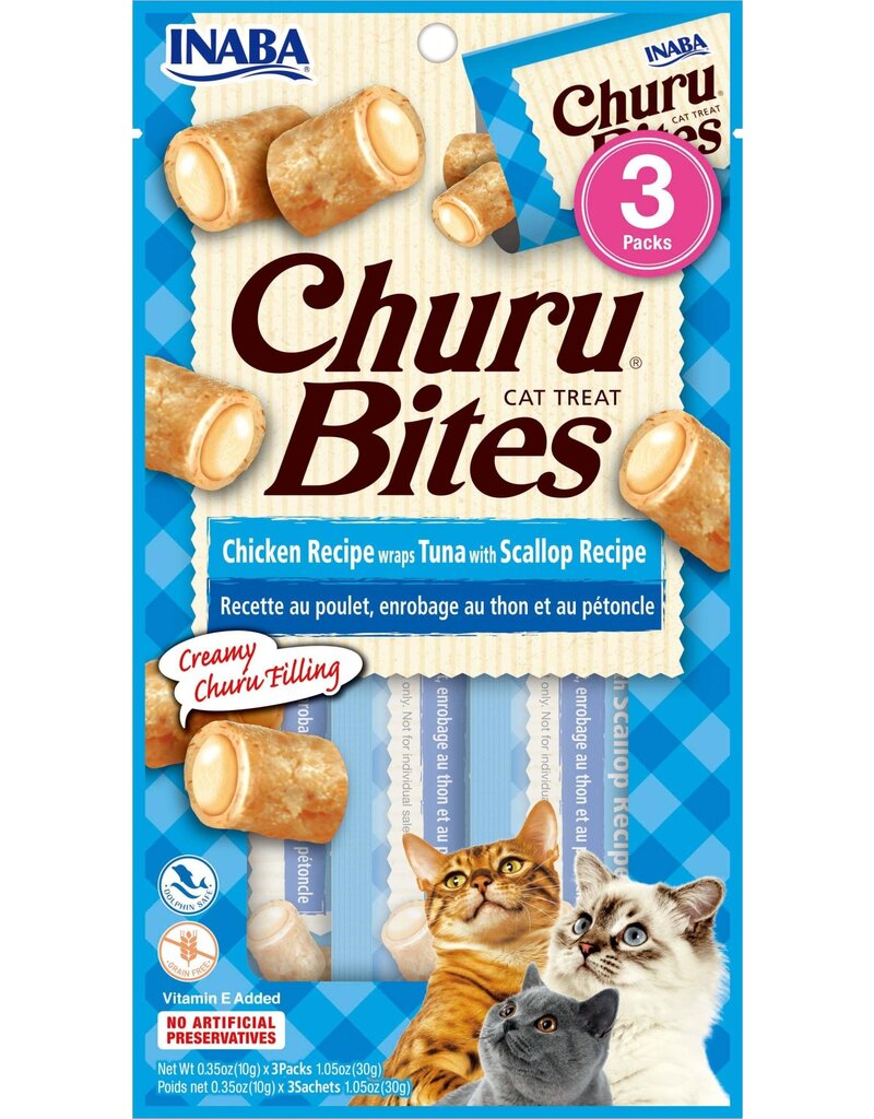 Inaba Churu Bites Chicken, Tuna & Scallop Wrap Cat Treats .35oz