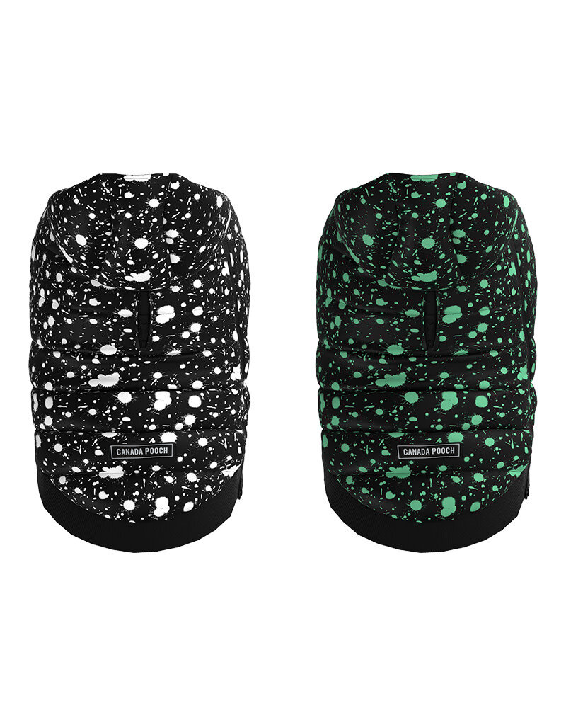 Canada Pooch Dog Puffer Jacket Glow In The Dark Splatter 14