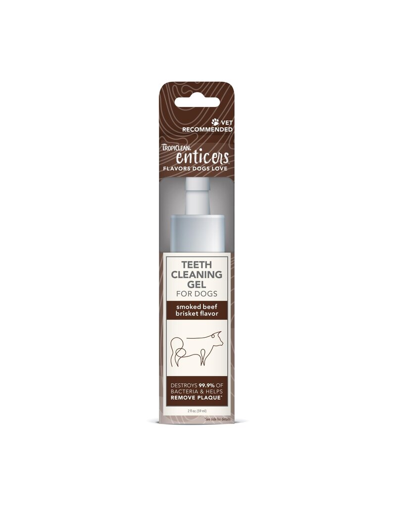 Tropiclean Enticers Dental Cleaning Gel Smoked Brisket Dog 2 oz