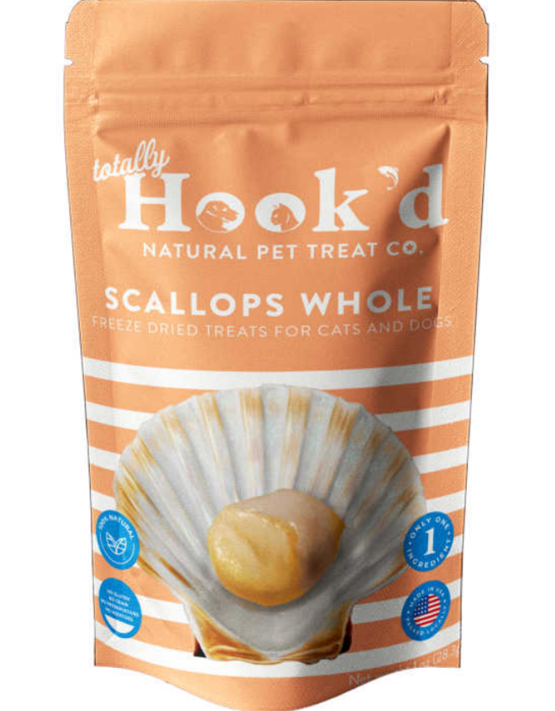 Totally Hook'd Freeze Dried Whole Scallops For Cats & Dogs 1oz
