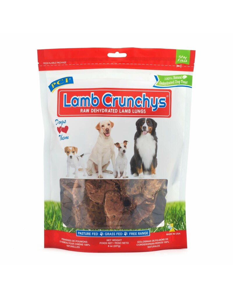 PCI Pet Center Pet Center Inc Lamb Crunchy's 100 % Dehydrated Raw Lamb Lung Dog Treats 8oz