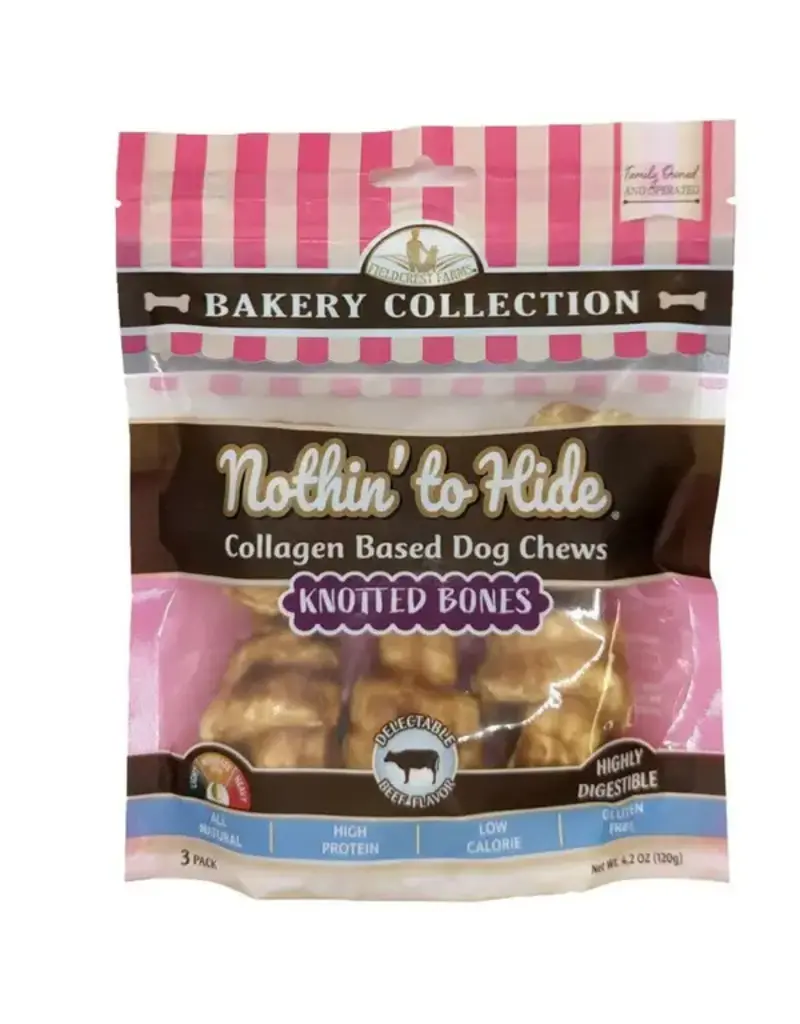 Ethical Nothin' to Hide Bakery Collection Knotted Bone Beef Dog Treat 4" 3 pack