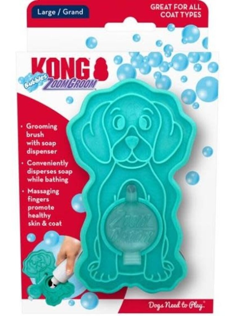 Kong ZoomGroom Bubbles Dog Brush Blue Large
