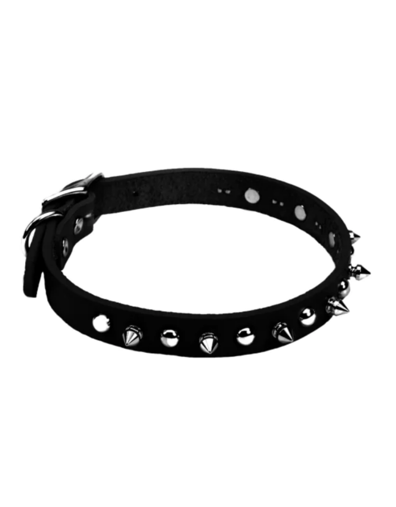 Circle T Oak-Tanned Leather Spiked Dog Collar