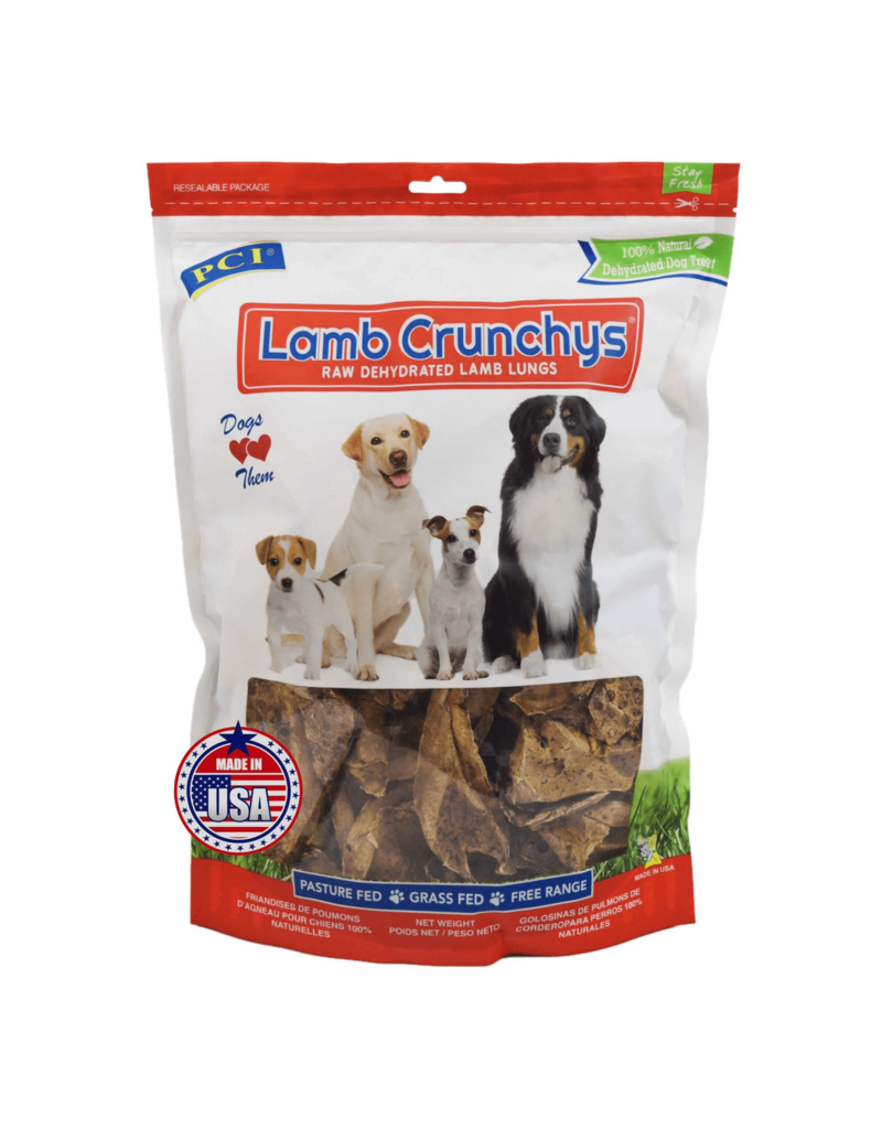 PCI Pet Center Pet Center Inc Lamb Crunchy's 100 % Dehydrated Raw Lamb Lung Dog Treats 1LB