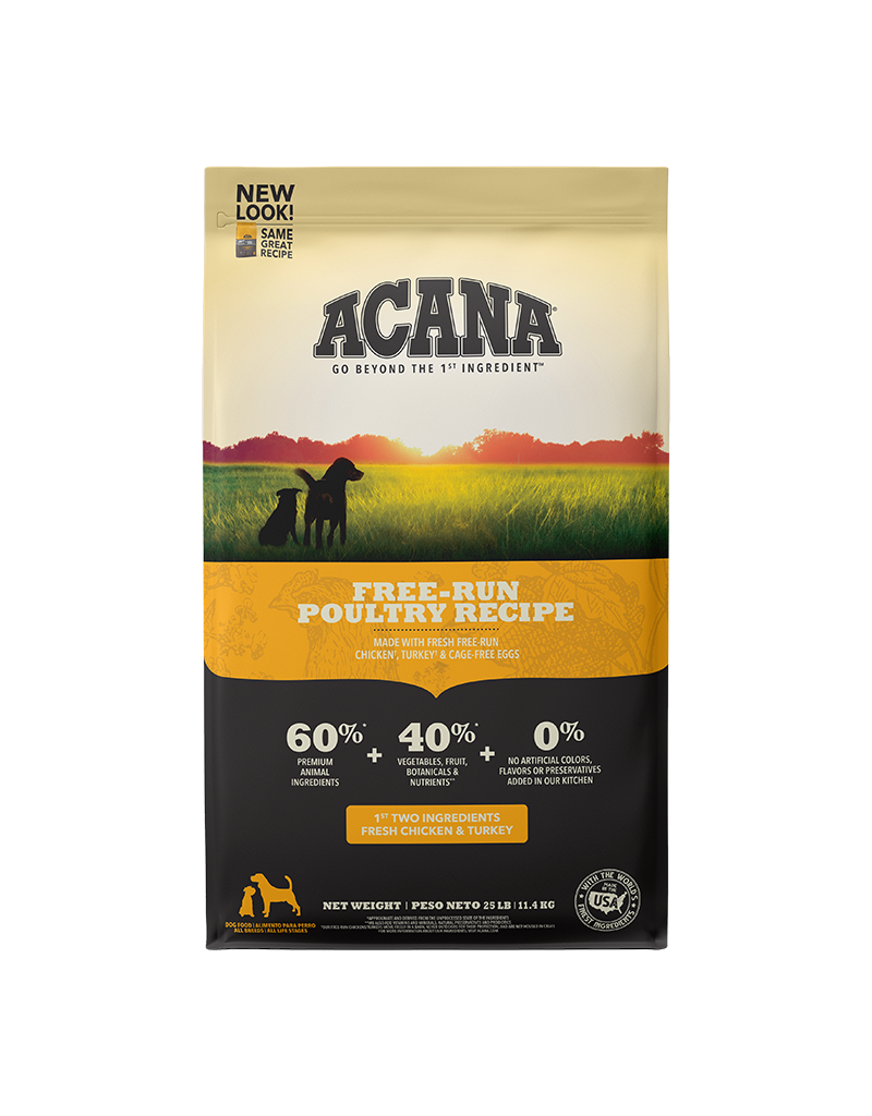 Acana Acana Heritage Grain-Free, Free-Run Poultry/ Fresh Cobb Chicken, Turkey & Nest-Laid Eggs Dry Dog Food 25lb