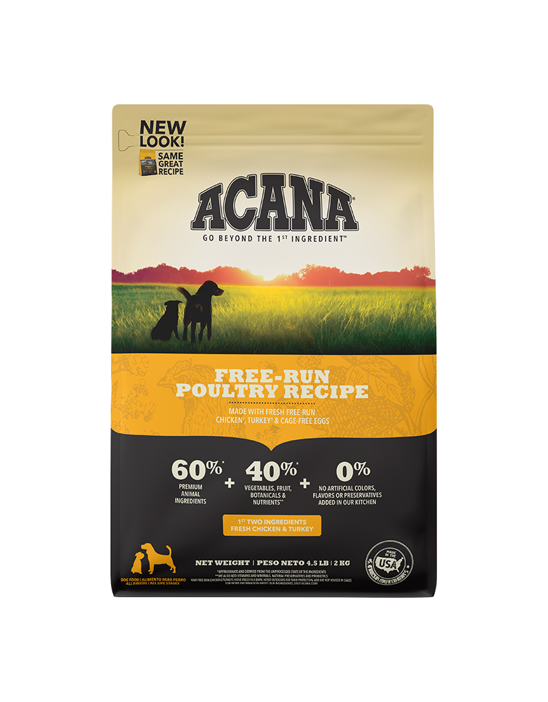 Acana Acana Heritage Grain-Free, Free-Run Poultry/ Fresh Cobb Chicken, Turkey & Nest-Laid Eggs Dry Dog Food 4.5lb