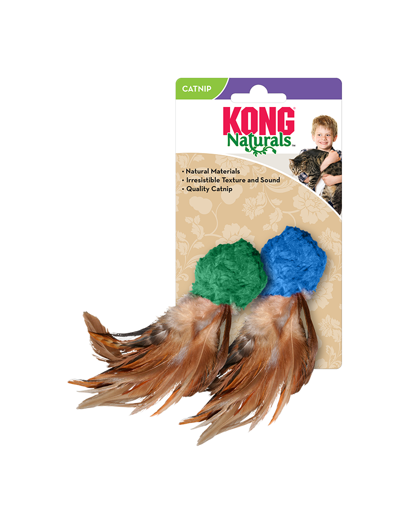 Kong KONG CAT NATURALS CRINKLE BALL W FEATHERS