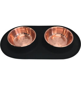 MESSY MUTTS DOG SILICONE DOUBLE FEEDER WITH COPPER LARGE