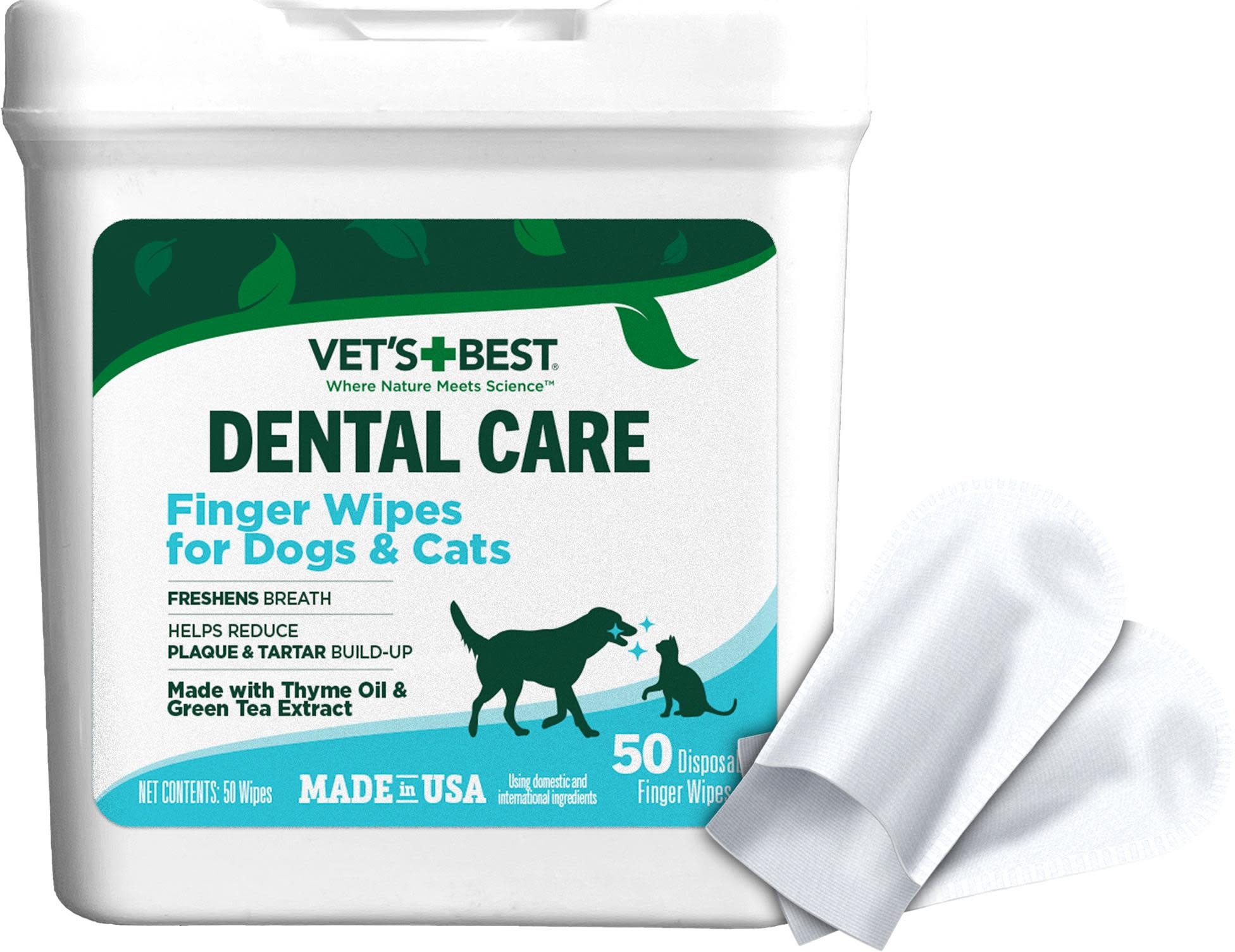 View of Vet's Best Dental Care Finger Wipes 50 ct - Pet Supplied Local