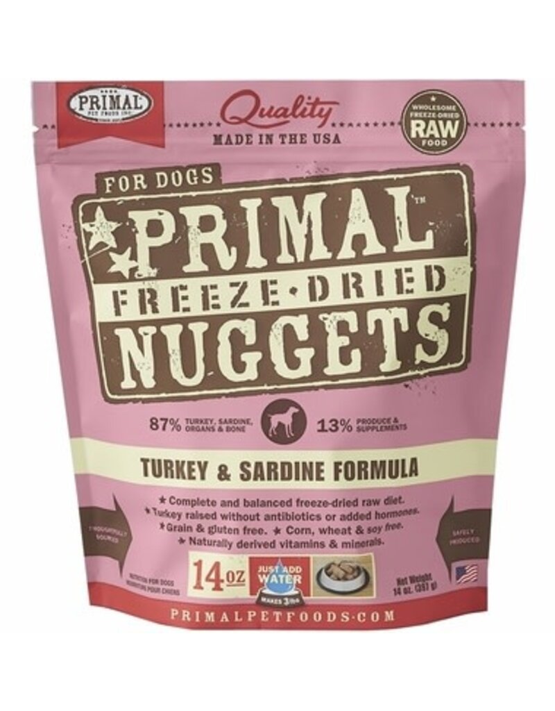 Primal Primal Turkey & Sardine Formula Nuggets Grain-Free Raw Freeze-Dried Dog Food 14 OZ