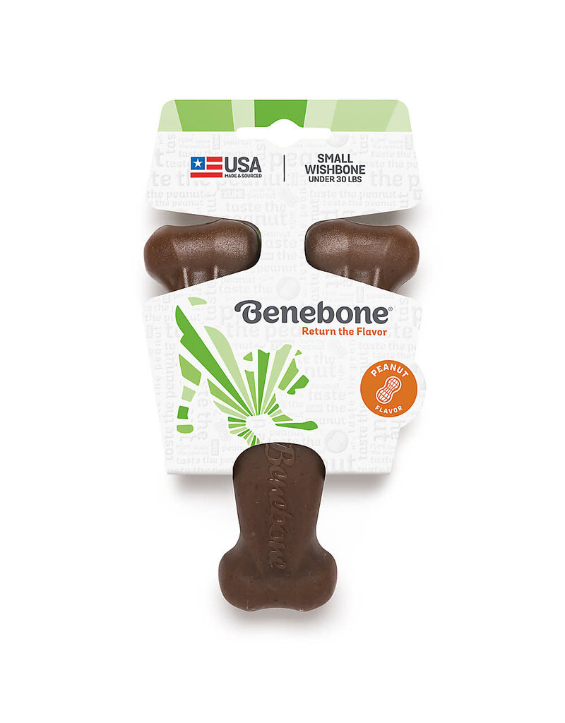 Benebone Benebone Peanut Butter Flavored Wishbone Durable Dog Chew Toy Small
