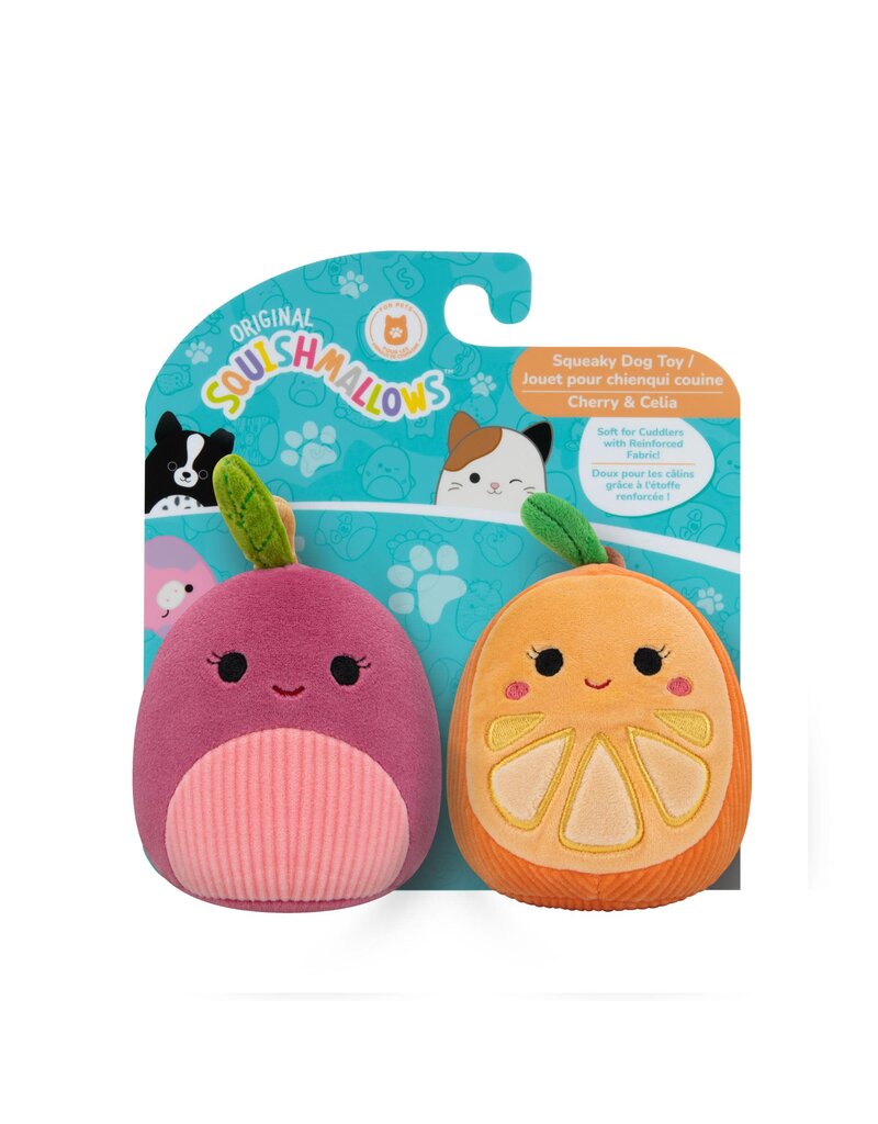 Squishmallows Squishmallows Squeaky Fruit Cherry & Celia Plush Dog Toy