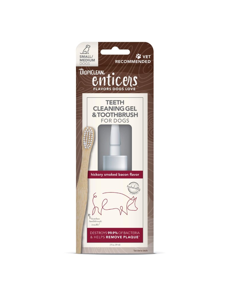 TropiClean Tropiclean Enticers Cleaning Gel & Toothbrush Hickory Bacon For Dogs 2oz