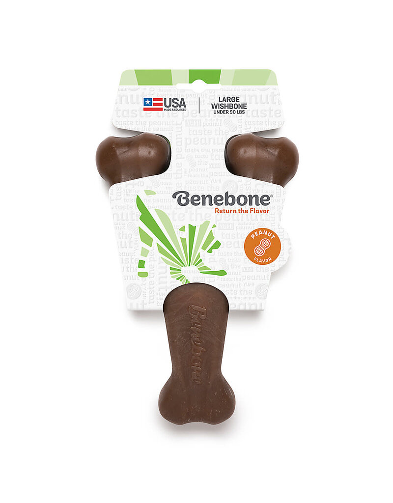 Benebone Benebone Peanut Butter Flavor Wishbone Tough Dog Chew Toy Large