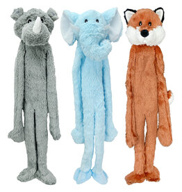 Multipet Mulitpet Swingin' Flatties Assorted Animals Dog Toy (Rhino, Elephant, and Fox)