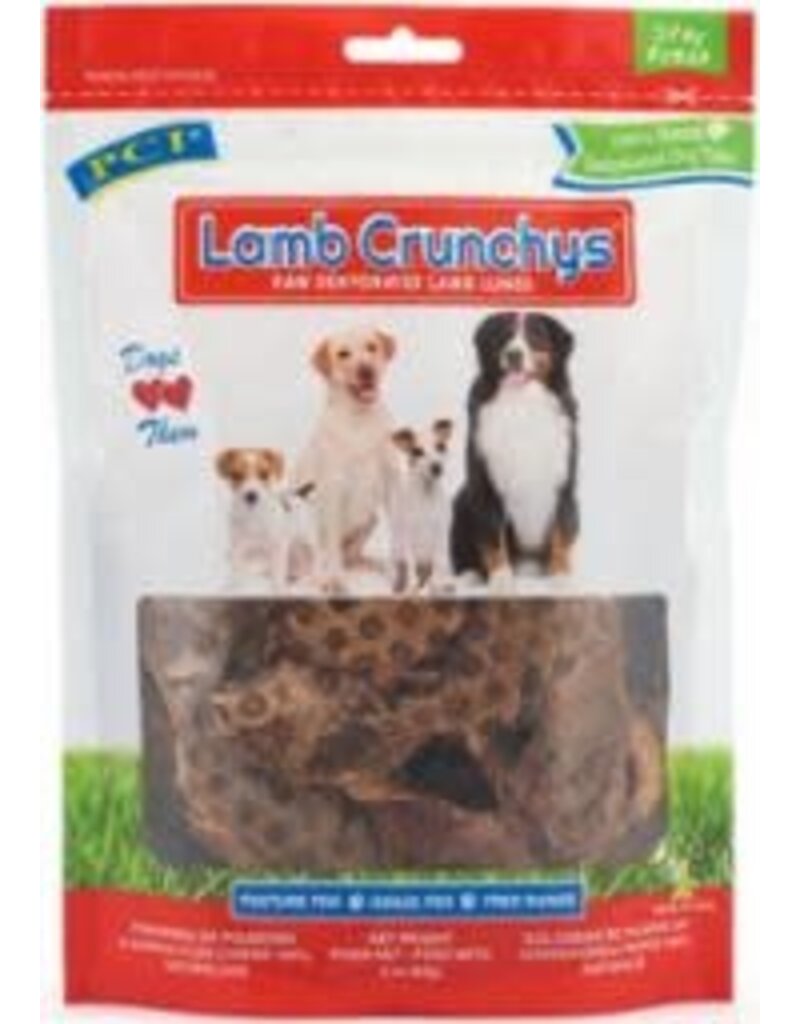 PCI Pet Center Pet Center Inc Lamb Crunchy's 100 % Dehydrated Raw Lamb Lung Dog Treats 3oz