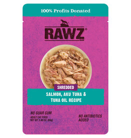 Rawz Rawz Shredded Salmon, Aku Tuna & Tuna Oil Recipe Wet Cat Food 2.46oz