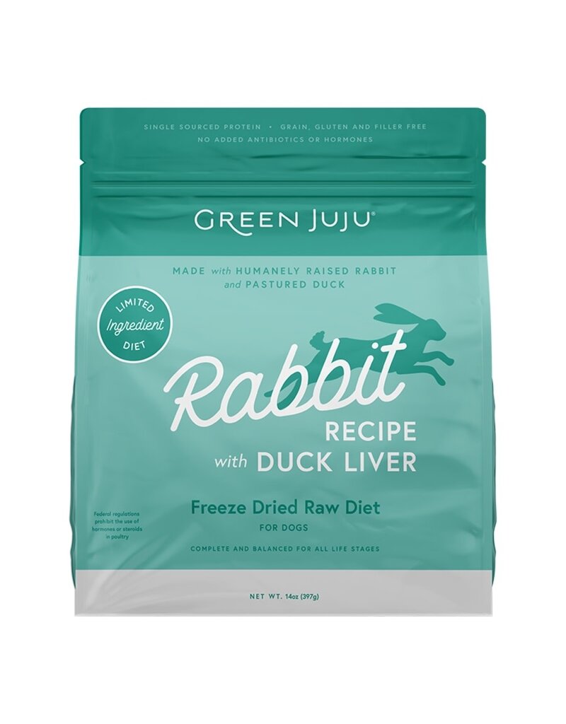 Green Juju Green Juju Dog Freeze-Dried Raw LI Rabbit W/ Duck Liver 14oz