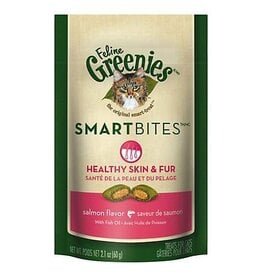 Greenies Greenies Feline SmartBites Healthy Skin & Fur Salmon Flavor Cat Treats, 2.1-oz bag