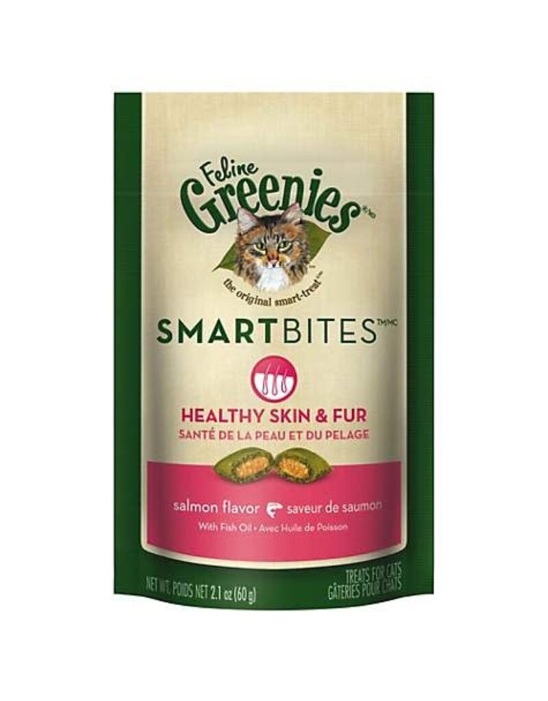 Greenies Greenies Feline SmartBites Healthy Skin & Fur Salmon Flavor Cat Treats, 2.1-oz bag