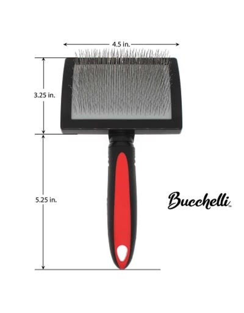 Bucchelli Curved Slicker Brush with Long Firm Pins for Thick Hair