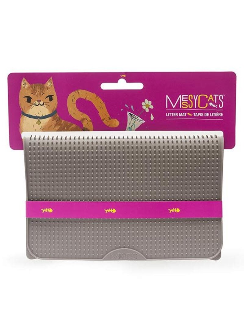 Messy Mutts Messy Mutts Cat Silicone Litter Mat Grey 17.75X12.75