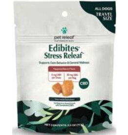 pet releaf PR STRESS EDIBITES CBD DOG 2.5oz PEPPERRED BCN 3mg TRAVEL