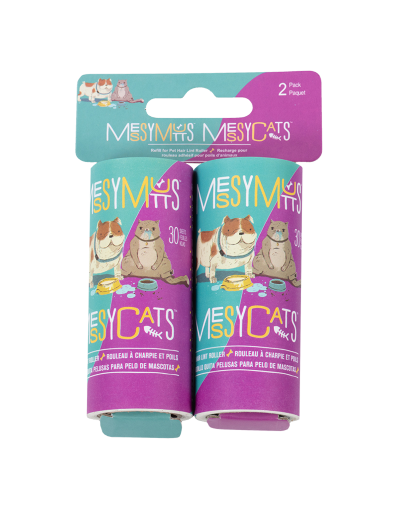 Messy Mutts Dog Cat Lint Rollers Replacement 2 Pack Travel Size