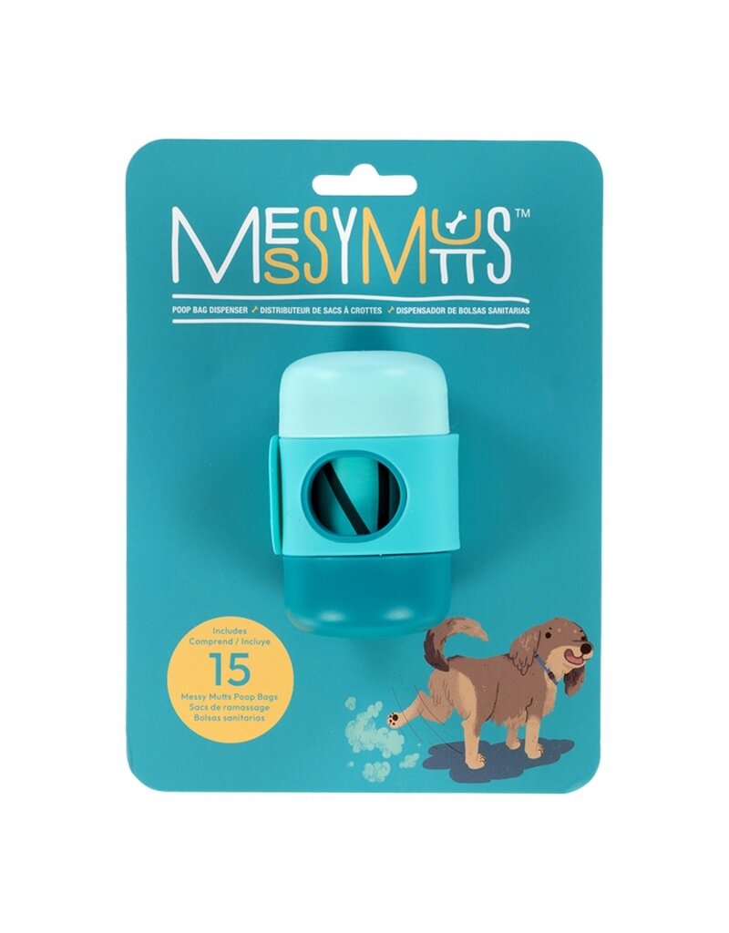 Messy Mutts Dog Waste Bag Holder With Strap Blue