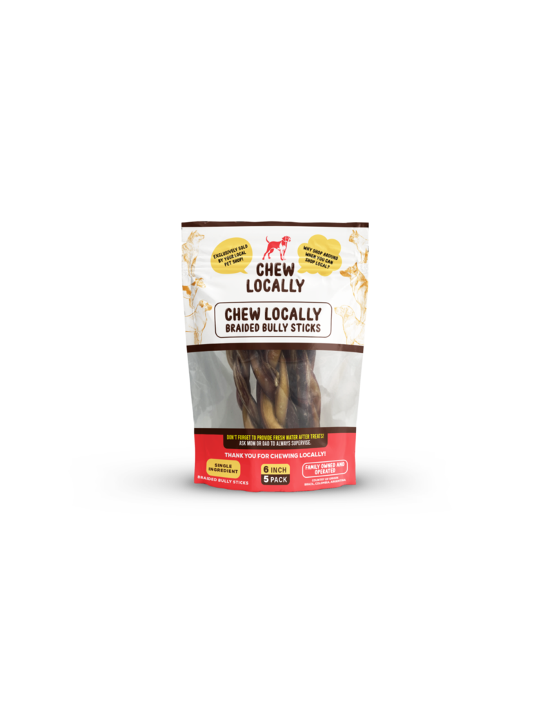 Chew Locally Chew Locally 5 Pack 6 Inch Braided Bully Sticks