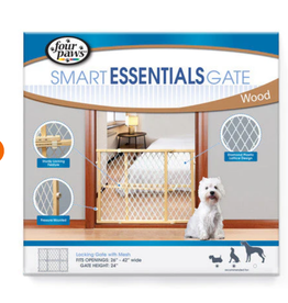 Four Paws Four Paws Locking Wood Gate with Mesh 26-42" W x 24" H