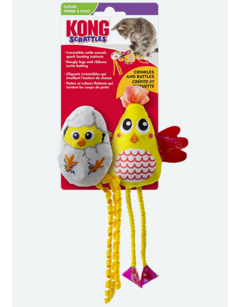 Kong Kong Scrattles Chicken Cat Toy Yellow