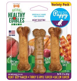 Kong Nylabone Healthy Edibles Puppy Starter Kit (Bacon Roast Beef Turkey) Petite