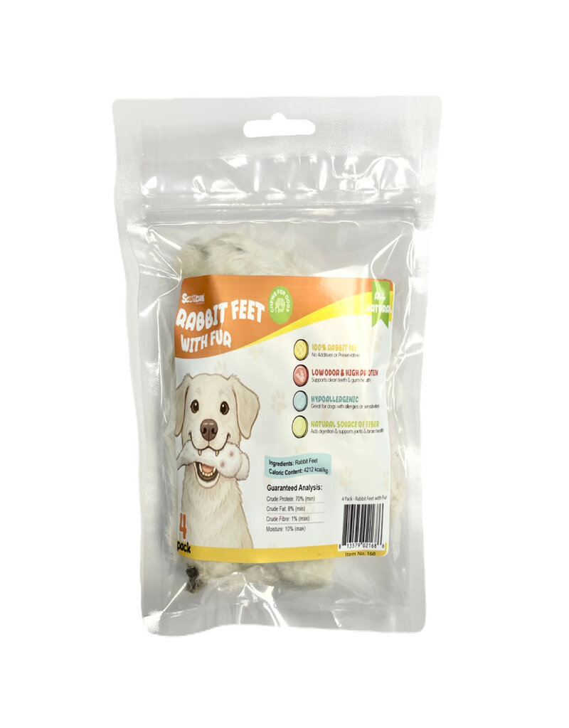 Scoochie Rabbit feet with Hair 4 Pack