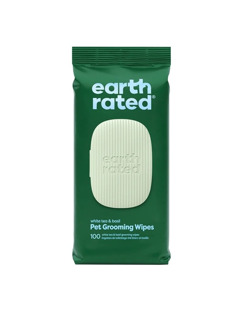 Earth Rated EARTH RATED DOG HYPOALLERGENIC GROOMING WIPES - WHITE TEA & BASIL - 100 CT