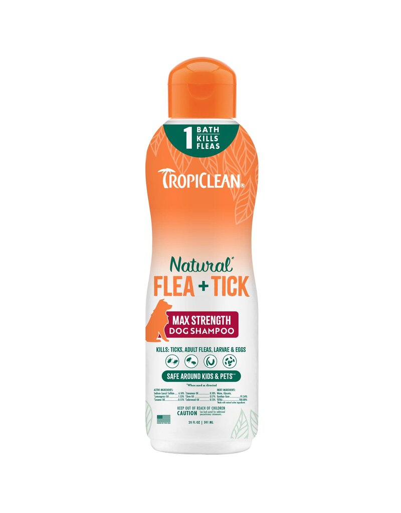 TropiClean Tropiclean Natural Flea & Tick Max Strength Shampoo For Dogs 20oz