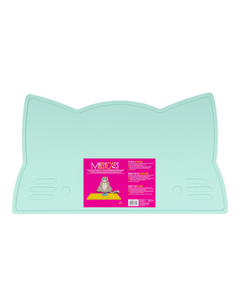 Messy Mutts Messy Mutts Cat Silicone Bowl Mat Mint