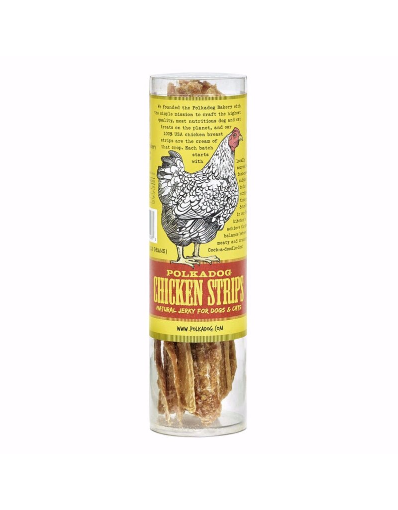 PolkaDog Chicken Jerky Strips Dog Treats Tube 4 oz