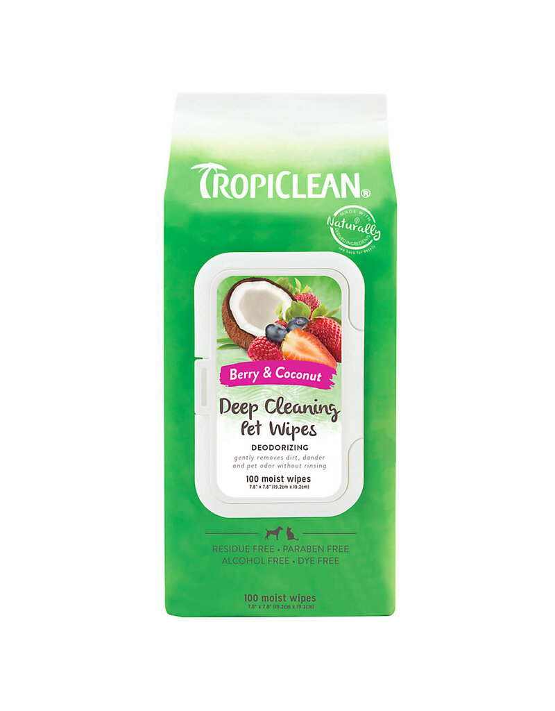 TropiClean Tropiclean Deep Cleaning Berry & Coconut Pet Wipes 100 Count