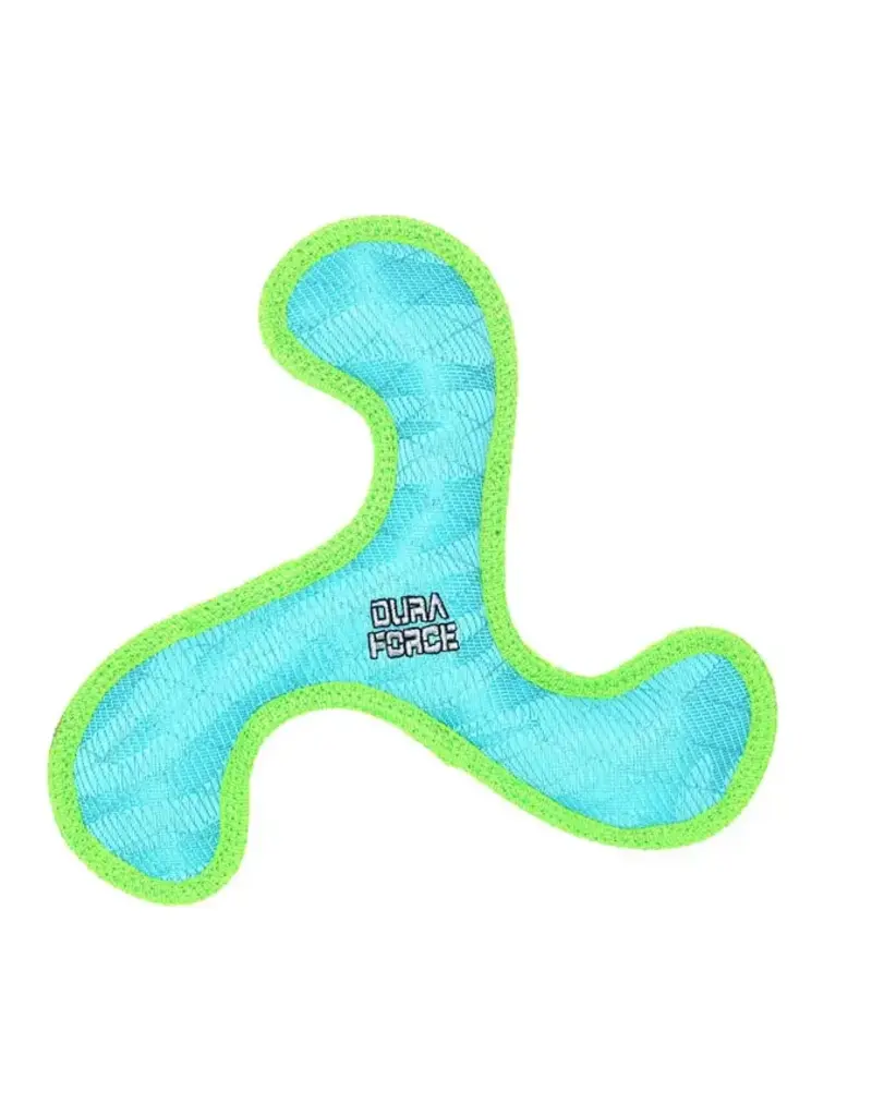 Tuffy's DuraForce Jr Boomerang - Blue, Durable, Squeaky Dog Toy