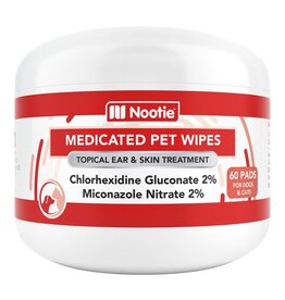 Nootie Nootie Dog Cat Dermatology Solutions Anticaterial Pads 60 Count
