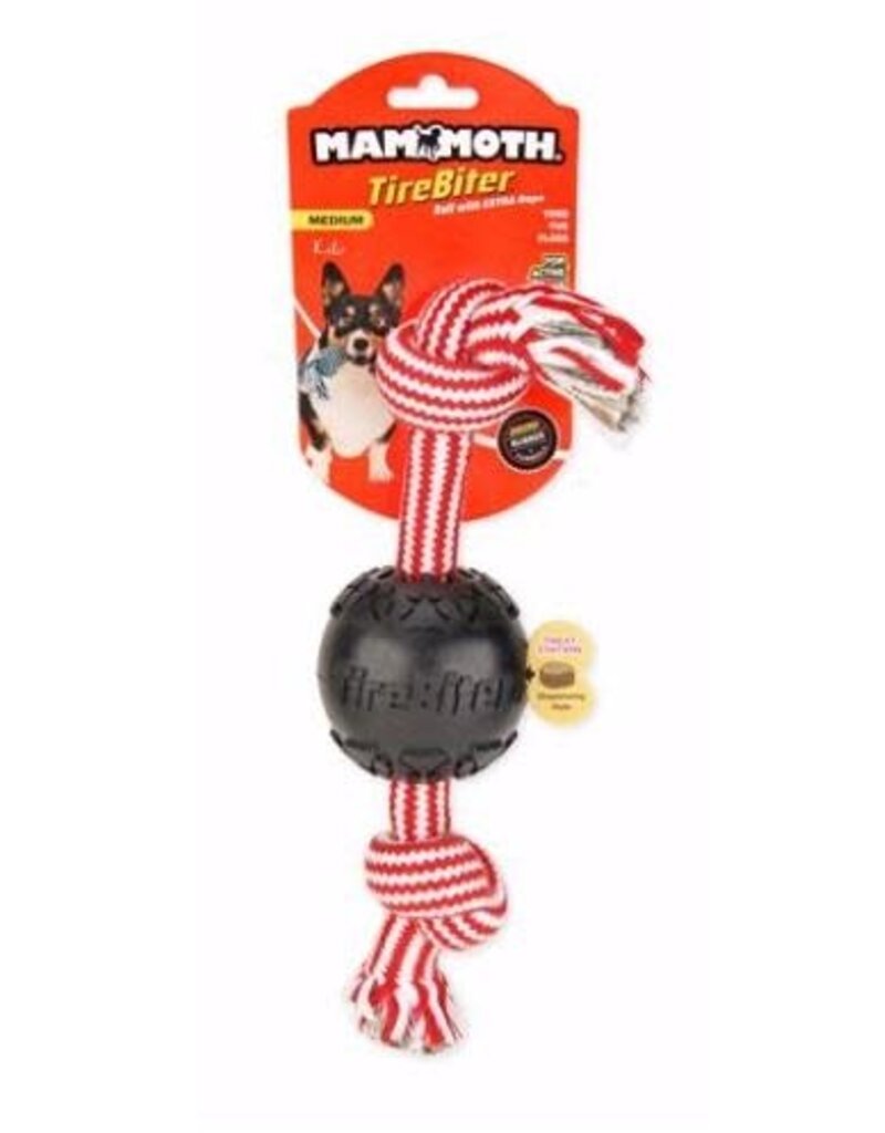 Mammoth Pet Mammoth 3" TireBiter Ball with Treat Station with Extra 2 Knot Bone Medium 12"