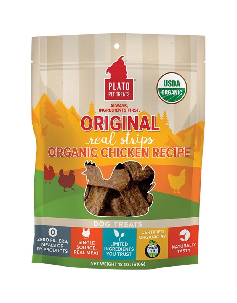 Plato Plato Dog Real Strips Organic Chicken 18oz