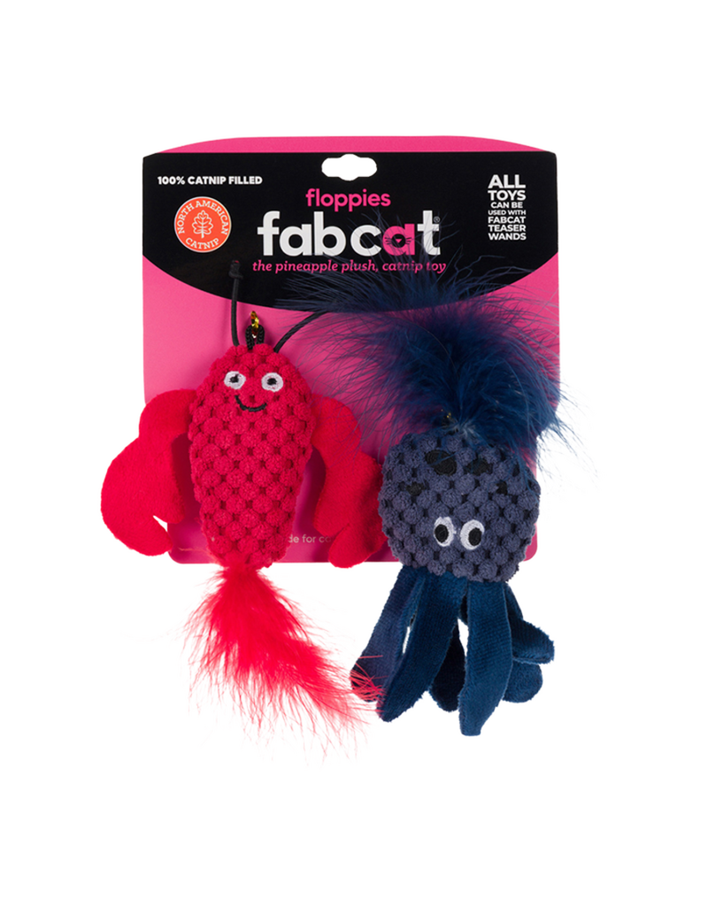 FabDog Fabcat Cat Floppy Lobster & Octopus 2 Pack