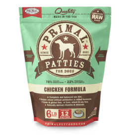 Primal Primal Dog Raw Frozen Chicken Patties  6 Lb