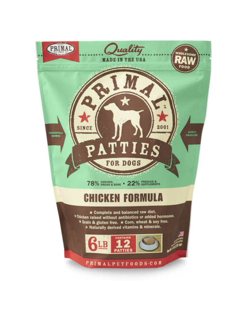 Primal Primal Dog Raw Frozen Chicken Patties  6 Lb