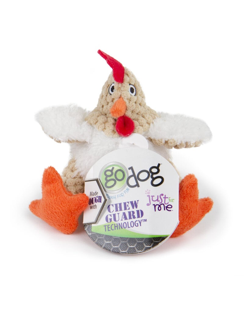 Worldwise GoDog Worldwise GoDog Just for Me Checkers Fat Rooster Chew Guard Toy White Mini